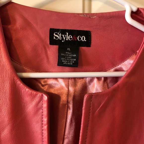 Y2k Genuine Leather Style & Co. NWOT Women’s Jacket in Coral, Size XL - Picture 7 of 9